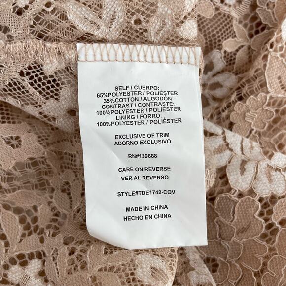 Romantic Lace Dress Boho Nude Tan Floral Long Sleeve Altar'd State Rauma Size S - Picture 10 of 13